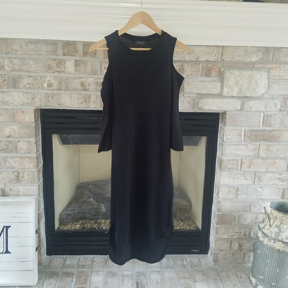 Topshop Cold-Shoulder Black Dress